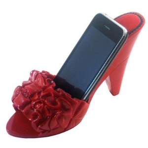 Red shoe phone holder